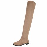 Kaki bruine hoge suede overknee laars Claziena_