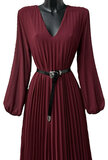Klassieke bordeaux maxi plisse jurk _