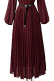 Klassieke bordeaux maxi plisse jurk _