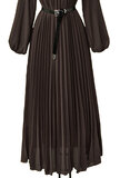 Klassieke bruine maxi plisse jurk _