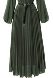 Klassieke kaki groene maxi plisse jurk _