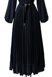Klassieke donker blauwe maxi plisse jurk _