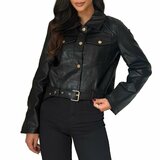 Korte zwarte leatherlook jacket_