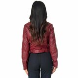Korte bordeaux leatherlook jacket_