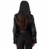 Korte zwarte leatherlook biker jacket_