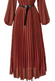 Klassieke terracotta maxi plisse jurk _