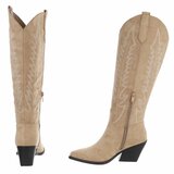 Kaki bruine daimen  hoge western-biker laars Canela_