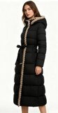 Zwarte lange luxe gewatteerde mantel _
