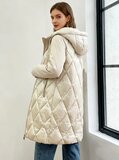 Trendy beige midi gewatteerde pufferjas_
