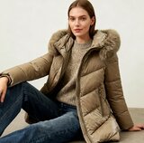 Cozy taupe midi  gewatteerde winterjas met shiny look_