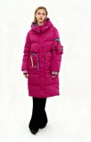 Sportieve lange fuchsia gewatteerde winterjas_