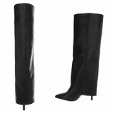 Hoge zwarte laars met omslag Calliope_