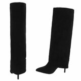 Hoge zwarte suede laars met omslag Calliope_