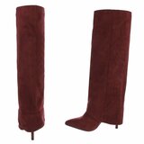Hoge bordeaux suede laars met omslag Calliope_