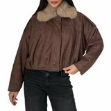 Trendy bruine bomber jacket in leatherlook_