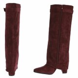 Hoge bordeaux suede laars met omslag Chanella  _