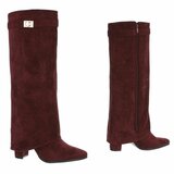 Hoge bordeaux suede laars met omslag Chanella  _