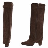 Hoge bruine suede laars met omslag Chanella  _