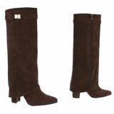 Hoge bruine suede laars met omslag Chanella  _