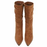 Camel high heel suede enkellaarsje Petra_