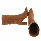 Camel high heel suede enkellaarsje Petra_