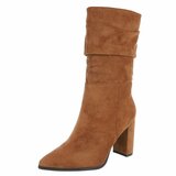 Camel high heel suede enkellaarsje Petra_