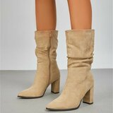 Kaki bruin high heel suede enkellaarsje Petra_