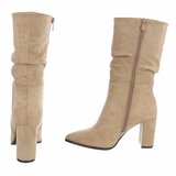 Kaki bruin high heel suede enkellaarsje Petra_