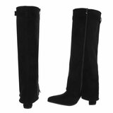 Hoge zwarte suede laars met omslag Chanella_