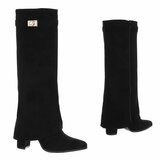 Hoge zwarte suede laars met omslag Chanella_