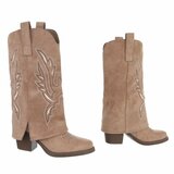 Kaki bruin daimen half hoog western-biker enkellaarsje Celisa_