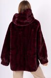 Korte bordeaux faux fur jas met mink effect_