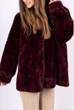 Korte bordeaux faux fur jas met mink effect_