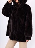 Korte donker bruine faux fur jas met mink effect_