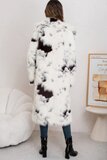 Élégant manteau long en fausse fourrure noire et blanche_