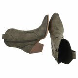 Kaki groen western-biker enkellaarsje Dorota_