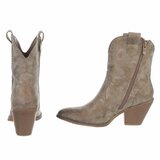 Bottines biker-western brunes kaki Dorota_