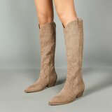 Kaki bruine hoge suede laars Jocelyne_