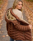 Sportieve terracotta korte pufferjas_