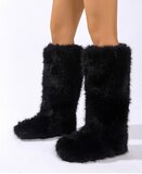 Zwarte winter-snowboot in imitatiebont Celise_