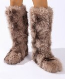 Kaki bruine winter-snowboot in imitatiebont Celise_