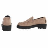 Kaki bruine suede mocassin Aneta_