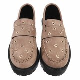 Kaki bruine suede mocassin Aneta_