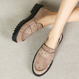 Kaki bruine suede mocassin Aneta_