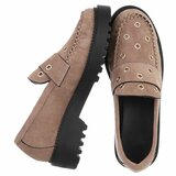 Kaki bruine suede mocassin Aneta_