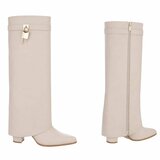 Hoge beige laars met omslag Chica_