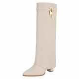 Hoge beige laars met omslag Chica_