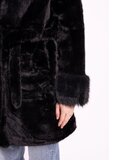 Zwarte midi luxe mantel in faux fur  _