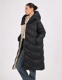 Zwarte lange stijlvolle pufferjas_