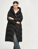 Zwarte lange stijlvolle pufferjas_